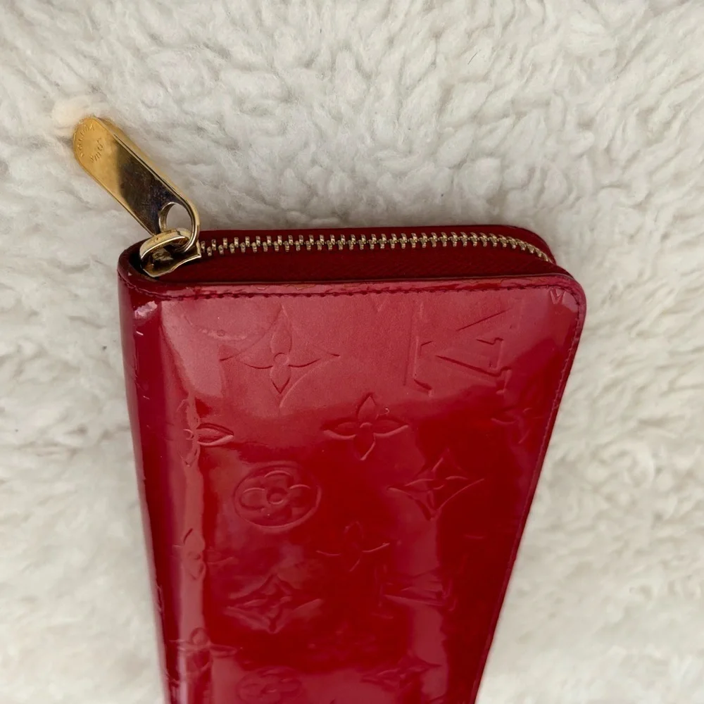 Louis Vuitton Cherry Red Vernis Zip Around Long Wallet